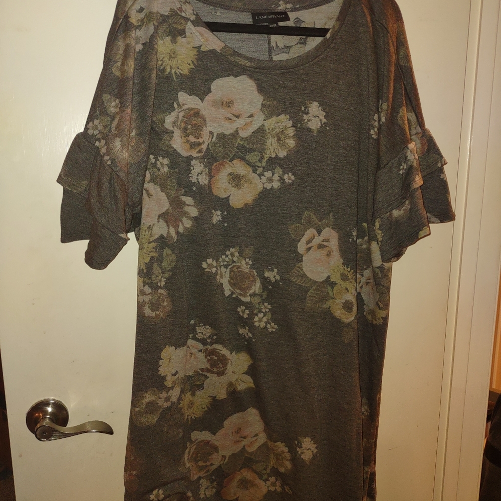 Lane Bryant Grey floral T shirt dress, size 22/25